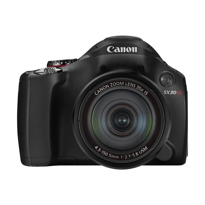 Black Canon PowerShot SX30 IS digital camera with 35x zoom lens by ClubCamera.com
