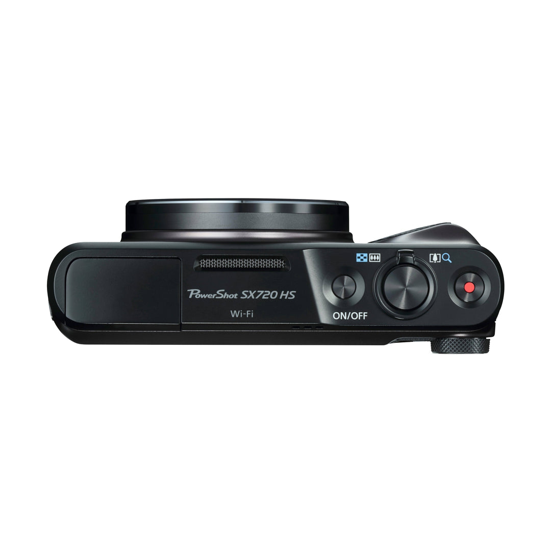 ClubCamera.com black Canon PowerShot SX720 HS top view with red shutter button and Wi-Fi label