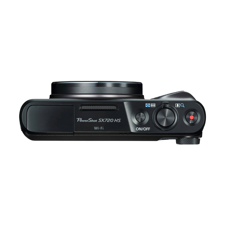 ClubCamera.com black Canon PowerShot SX720 HS top view with red shutter button and Wi-Fi label