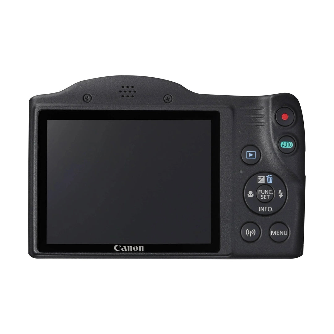 ClubCamera.com rear view of black Canon PowerShot SX430 IS showing LCD screen and control buttons