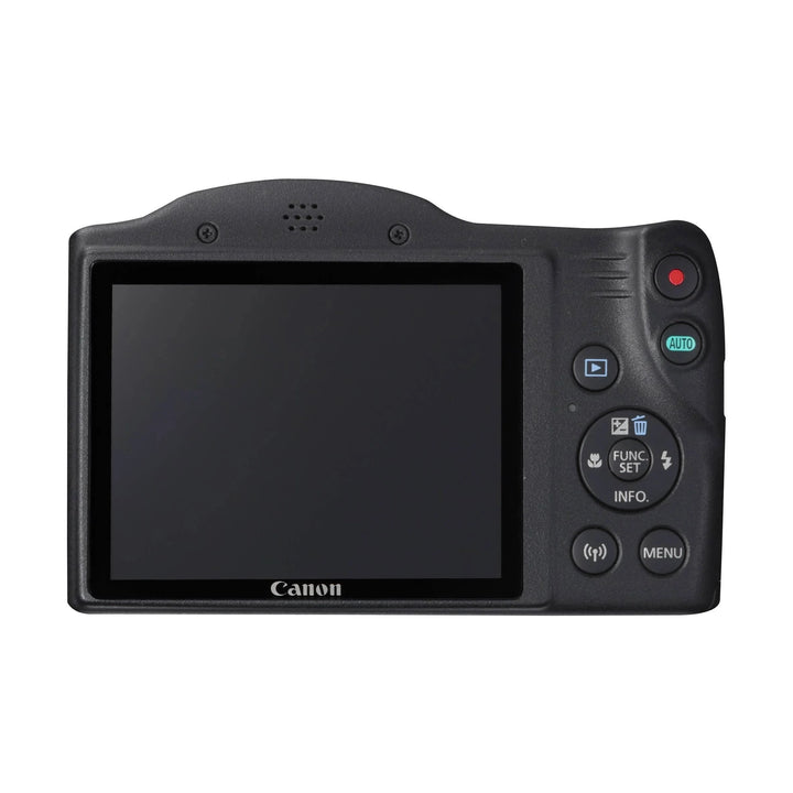 ClubCamera.com rear view of black Canon PowerShot SX430 IS showing LCD screen and control buttons