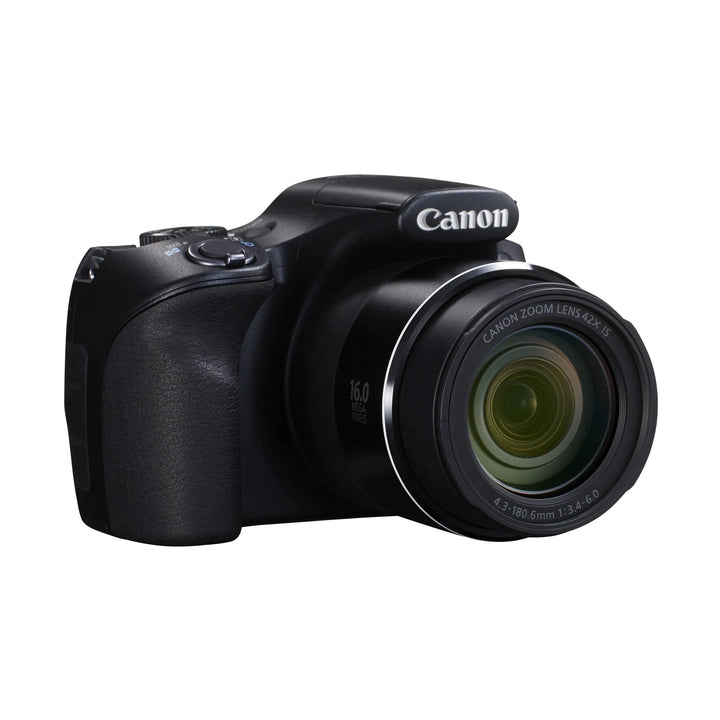 ClubCamera.com Canon PowerShot SX520 HS front angle showing 42x zoom lens and silver ring
