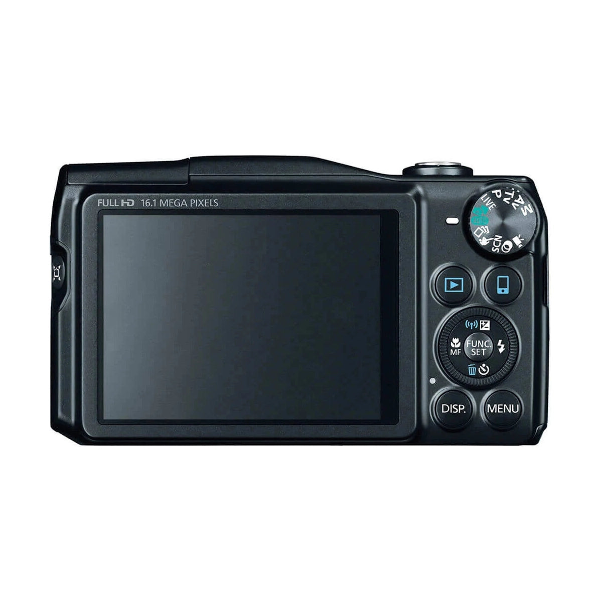 ClubCamera.com rear view of black Canon PowerShot SX700 HS showing LCD screen and control cluster