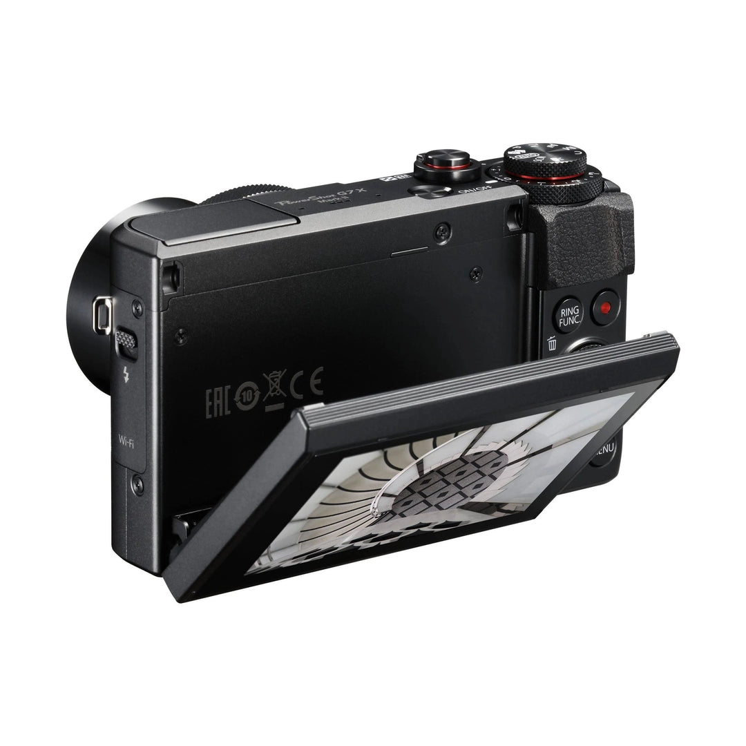 Canon PowerShot G7 X Mark II flip-out LCD screen extended for vlogging by ClubCamera.com