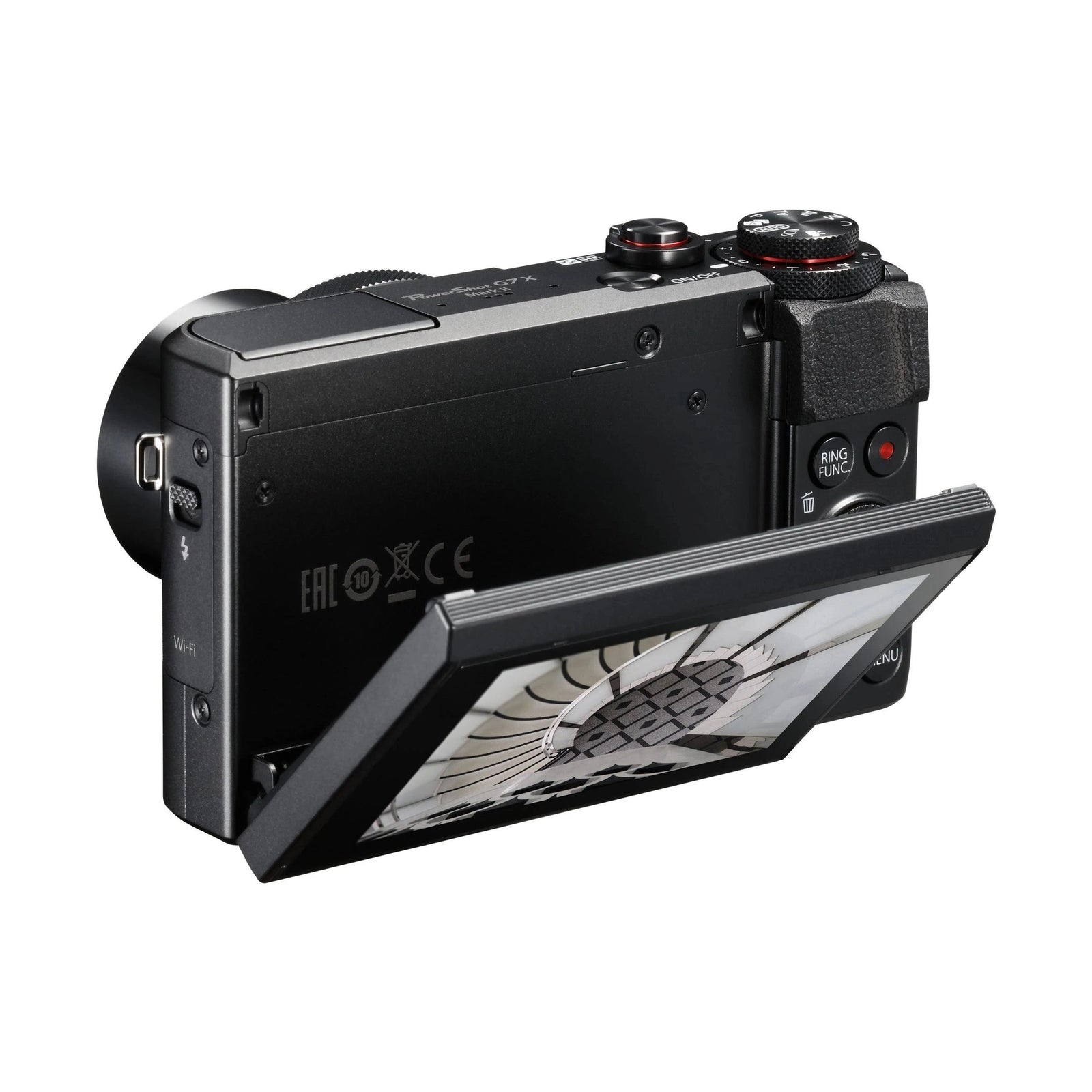 Canon PowerShot G7 X Mark II flip-out LCD screen extended for vlogging by ClubCamera.com