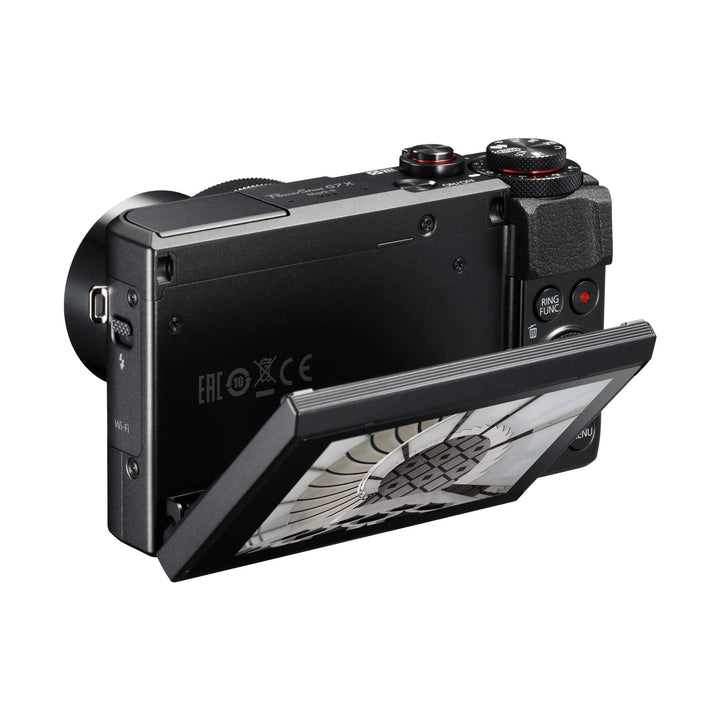 Canon PowerShot G7 X Mark II flip-out LCD screen extended for vlogging by ClubCamera.com