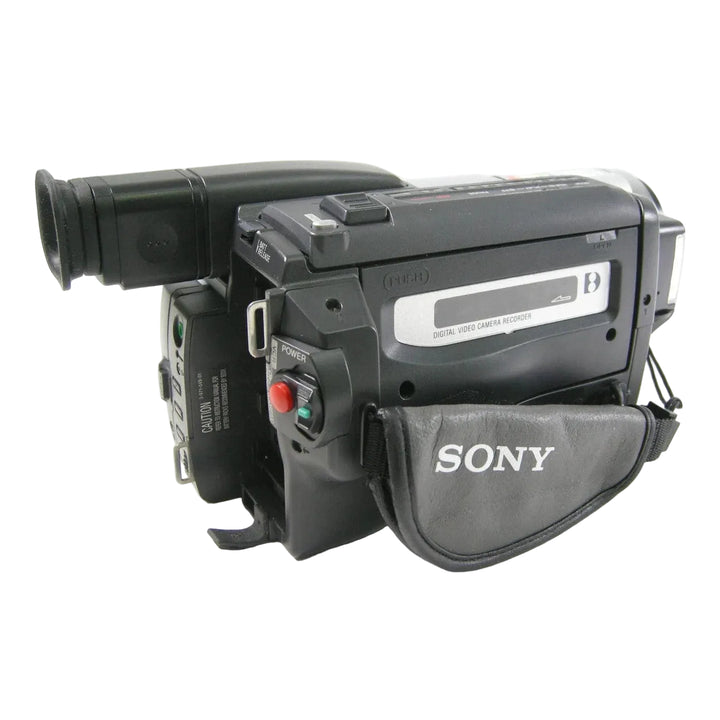 Sony DCR-TRV130 Digital8 Handycam camcorder in black with silver label and red power button from ClubCamera.com